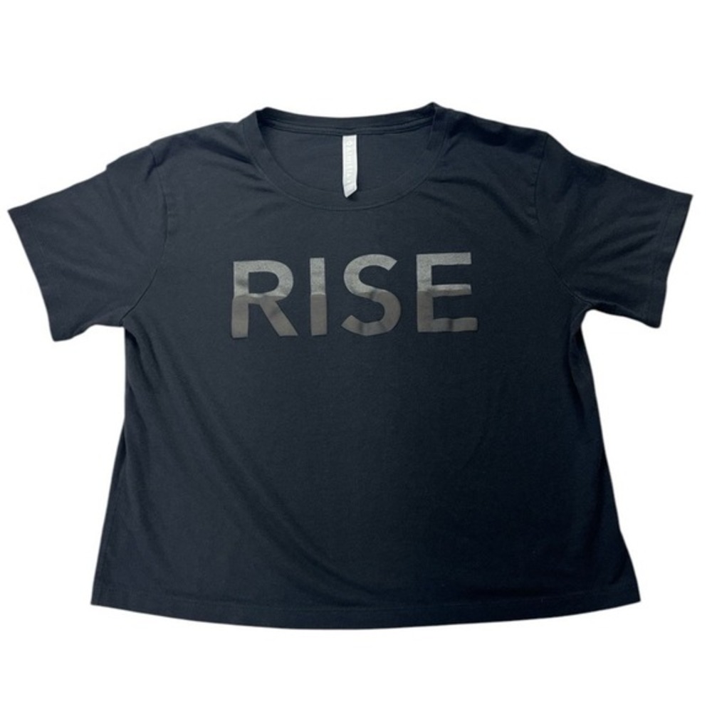 Athleta Black Rise Cropped‎ Short Sleeve Athletic Athleisure Tee Shirt Medium